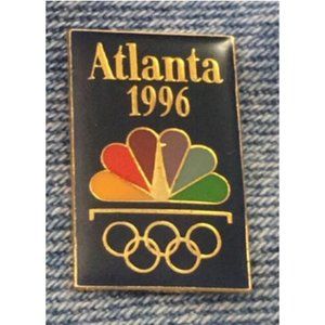 Atlanta 1996 NBC Olympic Media Sponsor Pin ~ TV ~ Classic Blue with Logo